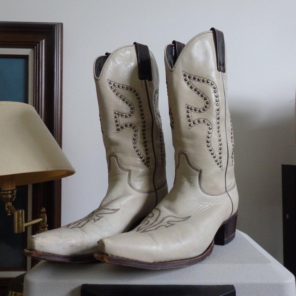Frye Daisy Duke  Beige All leather cowboy boots size 10
